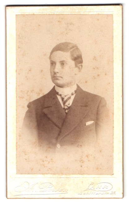 Photograph A. Person, Lahr, Schillerstraße 21, serious young commoner with