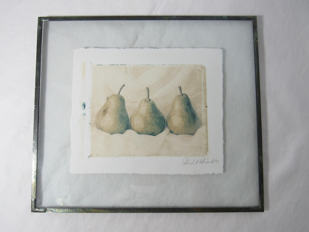 Deborah Schenck original polaroid transfer to watercolor paper 1996 3 pears art