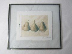 Deborah Schenck original polaroid transfer to watercolor paper 1996 3 pears art