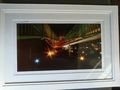 Orig. AP dramatic art photo of nighttime highway, signed/framed