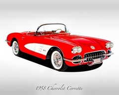 Classic Cars – 1958 Chevrolet Corvette in Red – Print