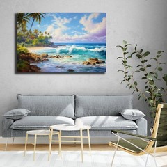Hawaii Beach Ocean Painting, Hawaii Watercolor Painting Kauai Maui Honolulu Art