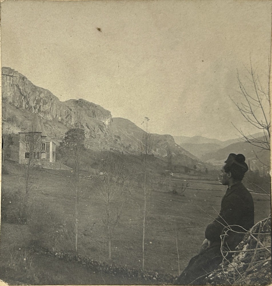 Religious Man In Front Of The House c1910 Stereo Photography Vintage Analog Silver