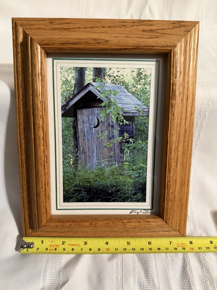 Signed Matted Outhouse Photograph 5×7 Print 9.5×7 Oak Frame