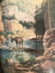 Antique W.A. Carson Wildlife Photograph Artwork Bubble Frame Moose Hunting