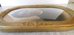 African American Woman Antique Convex Oval Portrait Charcoal-Enhanced Photograph