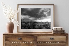 Storm Photography Print: Oklahoma Thunderstorm Black & White Western Photo
