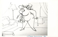 1964 RARE John Olday Real Photo SIGNED Satirical Cartoon Tight Squeeze POSTCARD