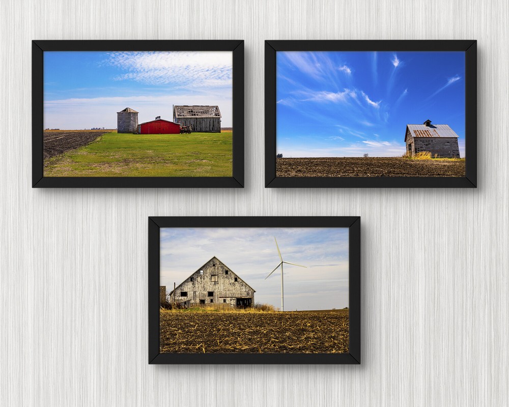 4x6in Set of 3 barn picture midwest country landscape photography wall art print