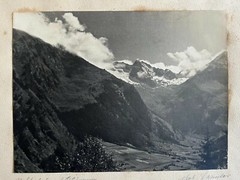 23x17cm on 42x32cm Beautiful Barite Photo Circa 1930 Mountains Signed Photo