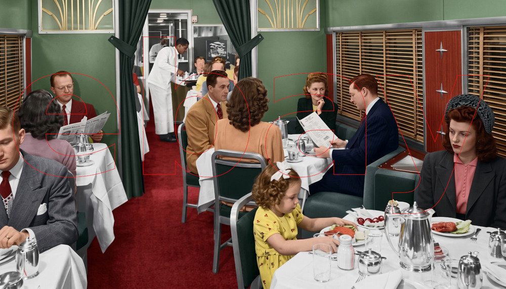 Photo Art Print of the Dining Car interior on the new KCS Southern Belle in 1949