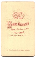 Photograph Eduard Glaubach, Greifswald, Lange-Straße 4, common gentleman with F