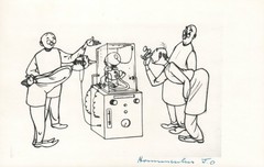 1964 RARE John Olday Real Photo SIGNED Satirical Cartoon Homunculus POSTCARD