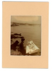 Boy With Toy Boat 1900 3-d Photo Reprint Stereographic Arts 5×7 Halifax Canada