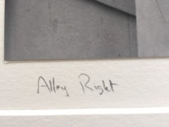 BRUCE BLUM SIGNED B&W Print (14″X 14 «)-«Alley Right»