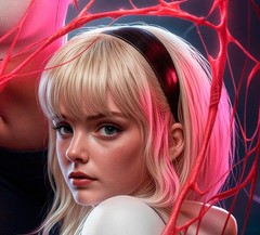 Spider Gwen – Black Cat – Mary Jane Sexy Trio Metal Sign Wall Art 14″ x 11″