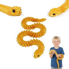 3D Printed Gold Articulated Snake Figure 60cm Desk Decor Fidget