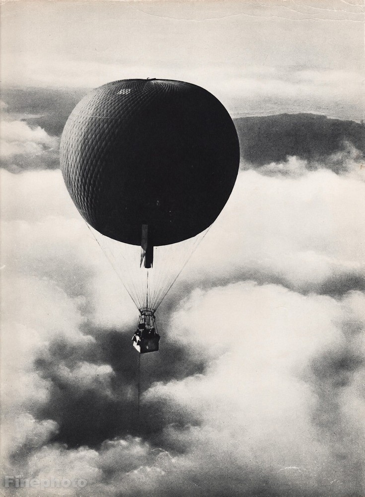 1930s Vintage Hot Air Balloon Clouds GEORG AUGUST WELTZ Aviation Photo Art 16X20