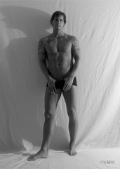 Nude male art model photographs, four 4×6″ prints