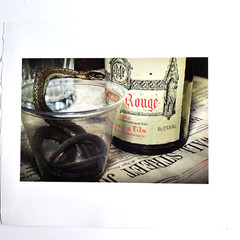 Book Plate Norfleet 1984 5-1/8 X 7-5/8 Garter snake, wine bottle and Wall Street
