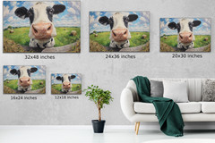 Funny Cow Wall Art, Playful Farmhouse Canvas, Animal Painting, Rustic Kitchen