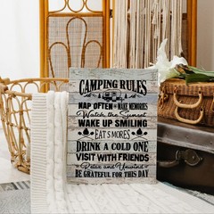 Camping Rules Canvas Wall Art Prints – Framed Artwork Signs for RV Room, Bath…