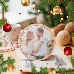 Custom Photo LED Night Light, Personalized Picture with Wood Base Plug-In Light