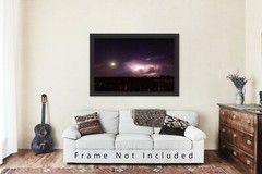 Night Sky Print – Picture of Storm Cloud with Lightning and Moon in Oklahoma