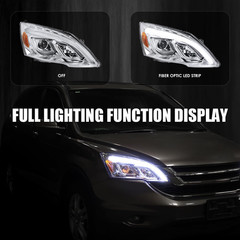 JDM Chrome LED Projector Headlights Compatible with 2007-2011 Honda CR-V, Left +