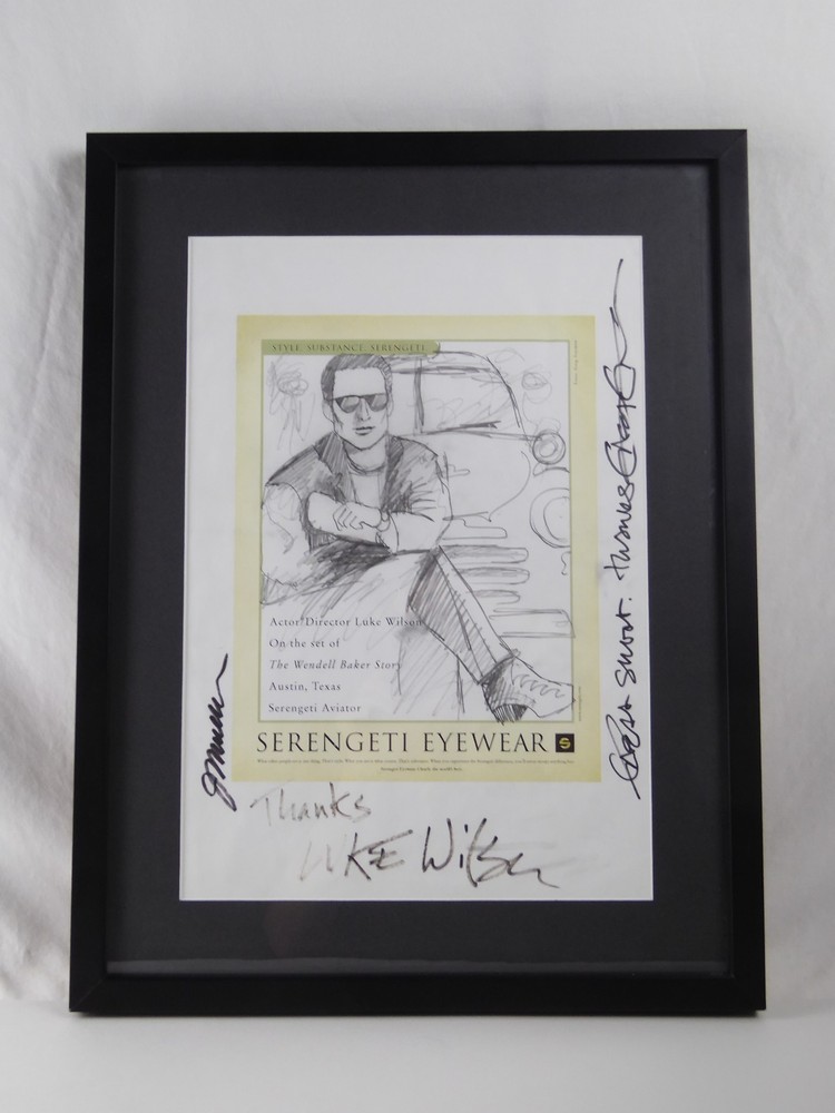 Greg Gorman Signed 15.25 x 20 Framed Matted Sketch of Luke Wilson Autographed