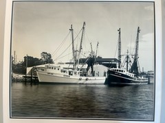 «LADY TERE” «CAPT. KEN» Shrimp Boats Framed Photo 20×24 Black White Coastal