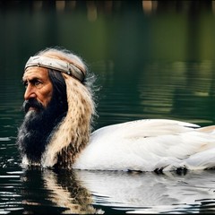 Digital Destkop Art Canon, jpg,photography virtual gift – Druid swan on the lake