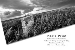 Limestone Marker Photography Print: Kansas Black & White Western Prairie Photo