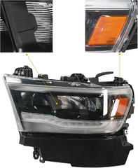 LED Headlight Assembly for 2019-2024 Dodge Ram 1500, OE Style LED DRL Headlight