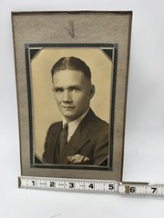 Vintage 1920s-30s Graduation Portrait Photo Young Man Sepia Tone Jahn Studio