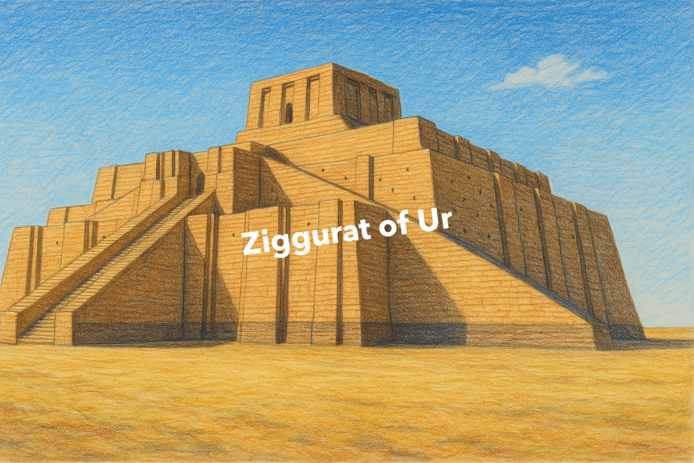 Ziggurat of Ur Coloured Pencil Art (AI GENERATED IMAGE)