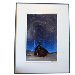 Michael Bertrand School House or Church at Night Photo 11″ x 8 5/8″ Signed