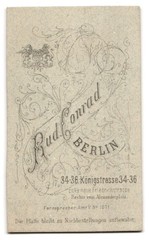Photograph Rud. Conrad, Berlin, Königstraße 34-36, Soldier in Uniform with Back