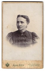 Photograph Aug. Red, Linz, country road, portrait of a lady with raised Ha