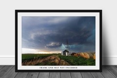 Storm Photography Print: Kansas Supercell Thunderstorm Country Scene Photo