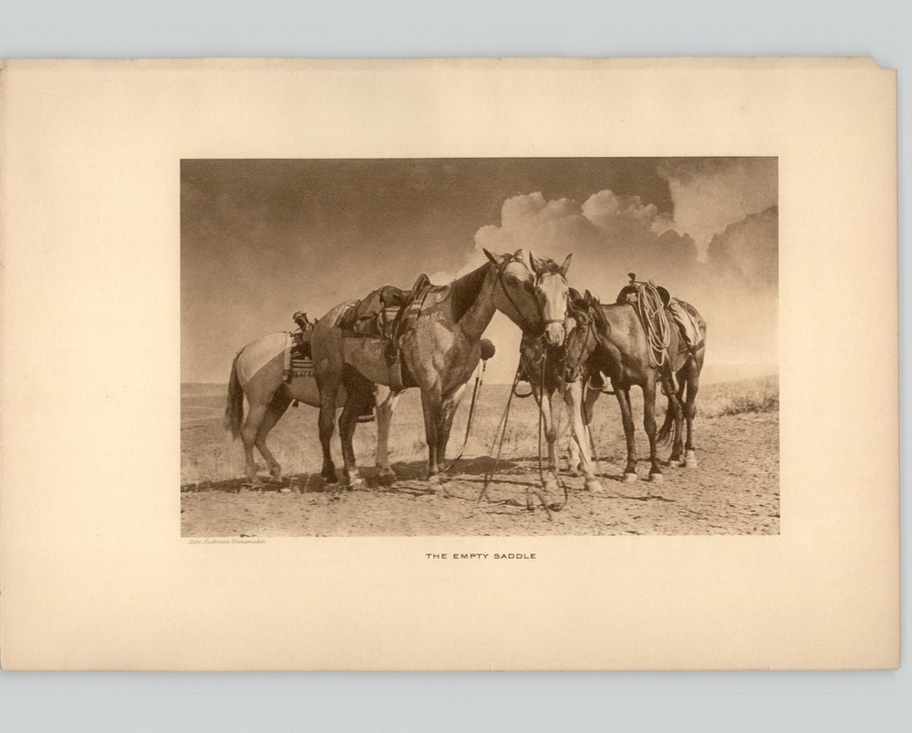 Wanamaker/Dixon «The Empty Saddle» 1913 Photogravure from «The Vanishing Race»