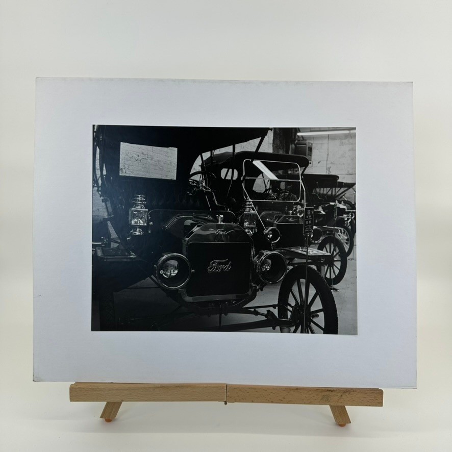 Vintage Ford Model T Black and White Photograph Mounted on Mat