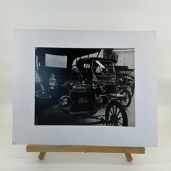 Vintage Ford Model T Black and White Photograph Mounted on Mat