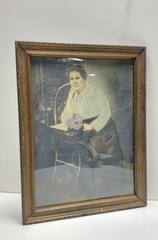 Woman Holding a Flower Colorized Photo Framed