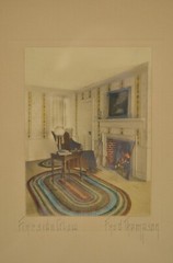 Fred Thompson Art Photo Hand Colored Fireside Glow Interior Scene Fireplace Sign