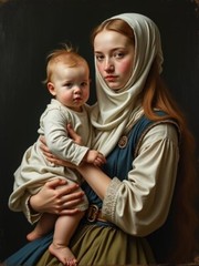 A4 Photo Mother Child Tenderness Artistic Glossy Paper Decor 096