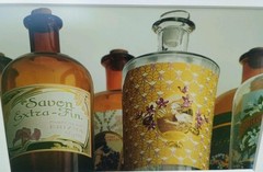 MADELINE GRAY Signed 2 Photographs Perfume bottles Matted Silver Framed 13×10.5″
