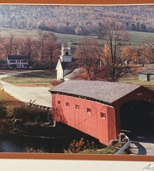 Bob Burgess Signed West Arlington VT Covered Bridge Photo Framed 17×13