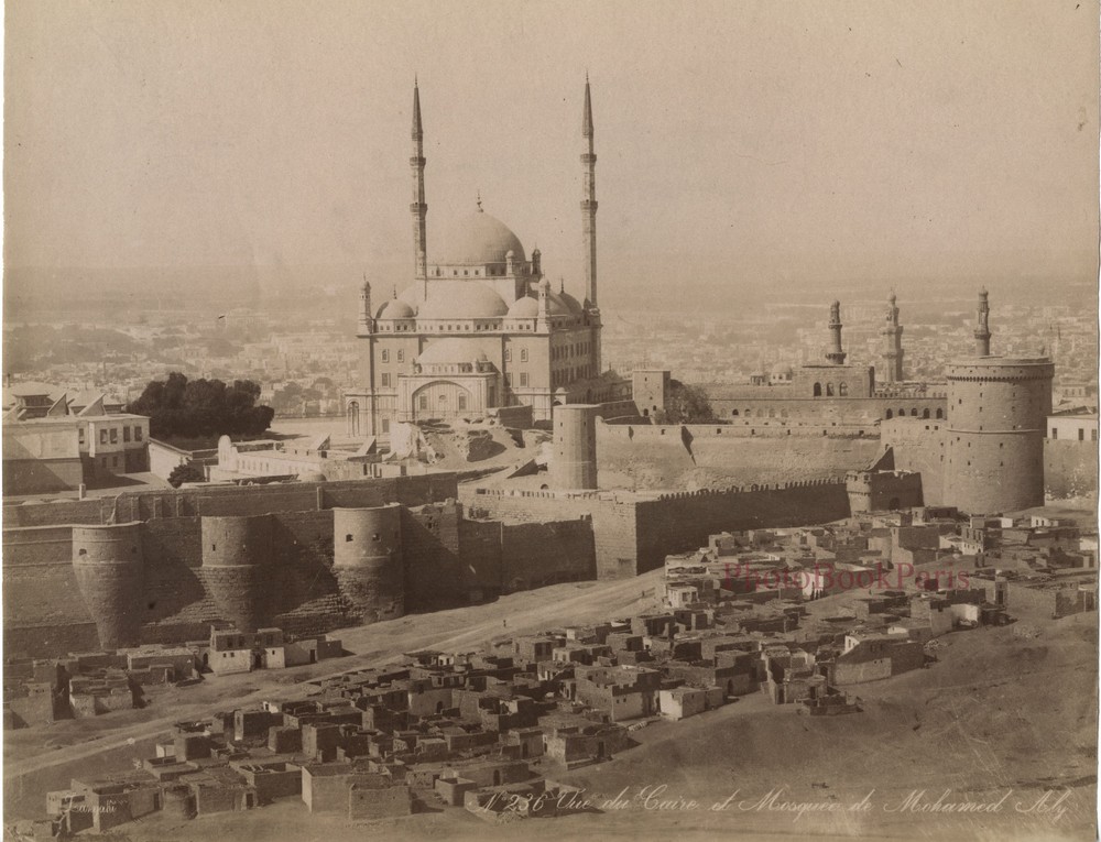Egypt View Of Cairo And Mosque Photo Zangaki, Vintage Album Circa 1875