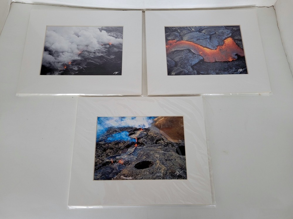 3 Patrick McFeeley Lava Signed Matted Photographs~Hawaii Volcano ~ 8″ x 10″ ~New